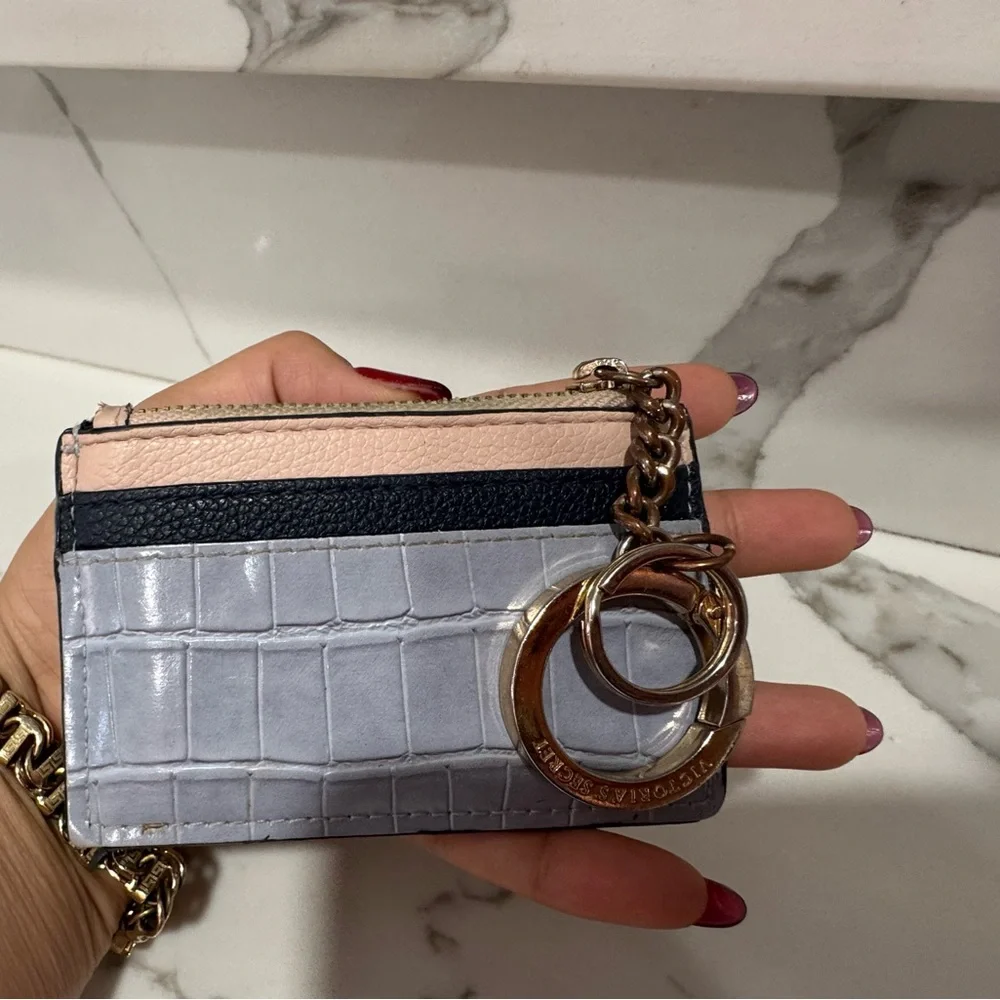 Victoria's Secret Croc-Embossed Card Holder in Blue and Pink - Picture 3 of 7